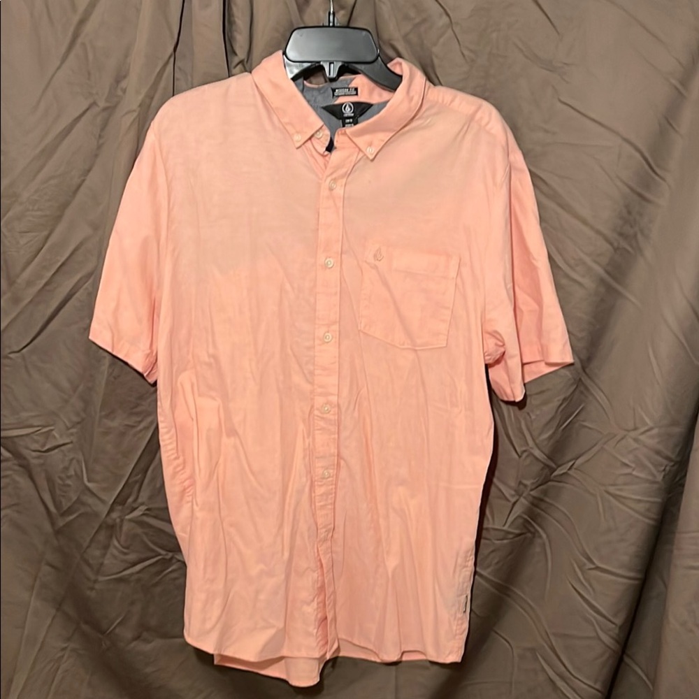 Volcom Pink Casual Button Down Shirt Short Sleeve